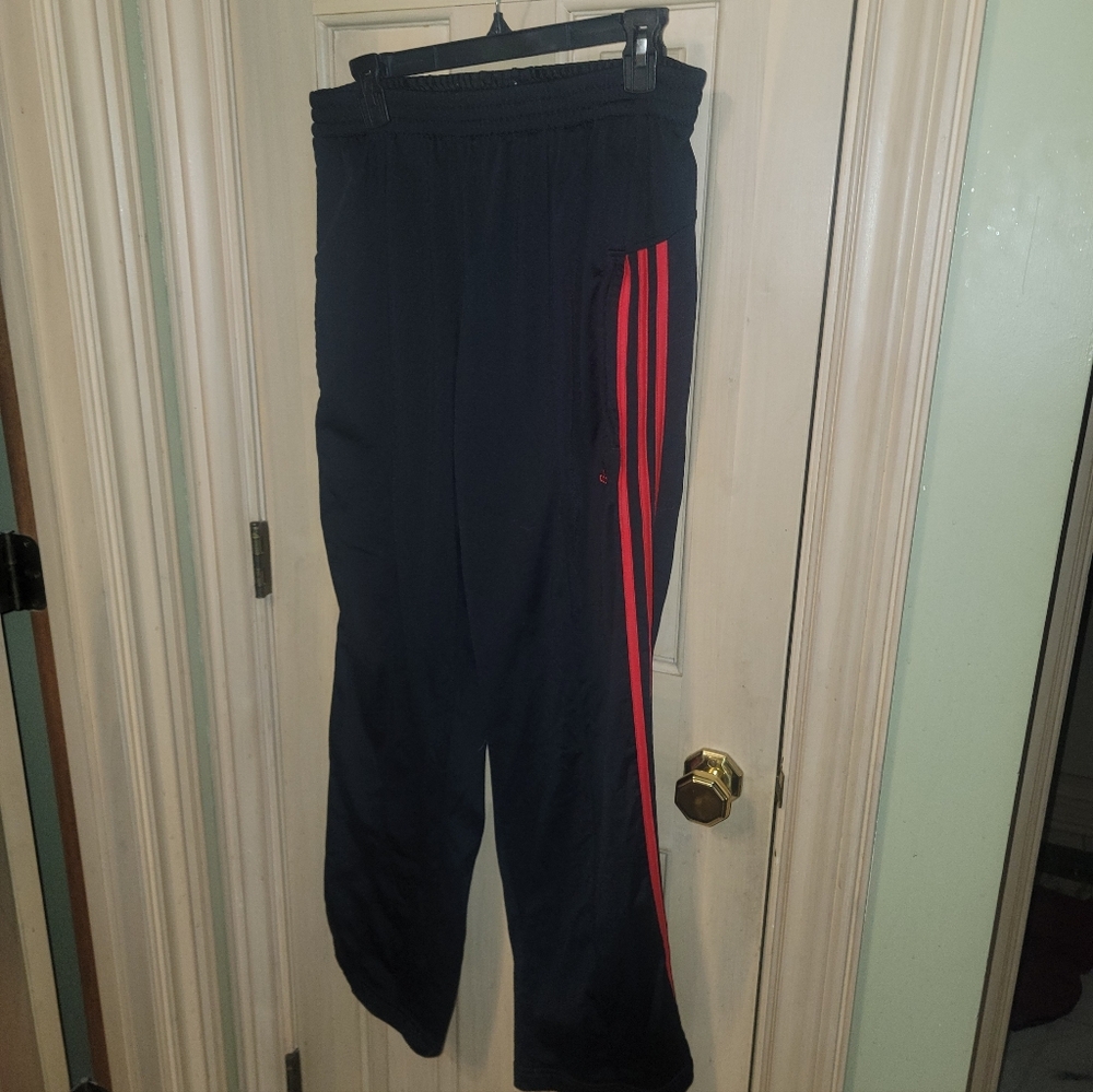 Mens Sz S Black And Red Adiddas Athletic Track Workout Pants